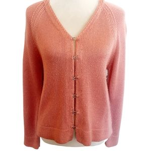 FORENZA Cardigan Knit Sweater Size Large Salmon Color